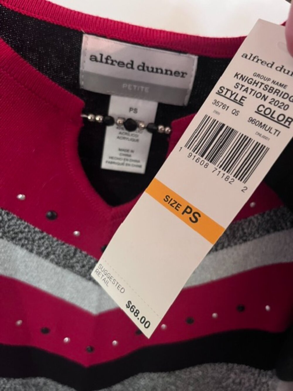 Alfred Dunner Chevron Color Block Sweater - Picture 4 of 5